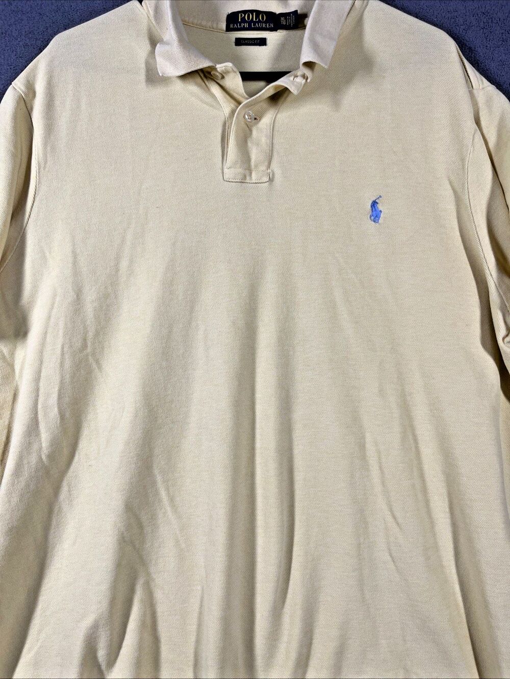Polo Ralph Lauren Men's Golf Shirt XL Yellow Classic Fit Short Sleeve Textured - Picture 3 of 8